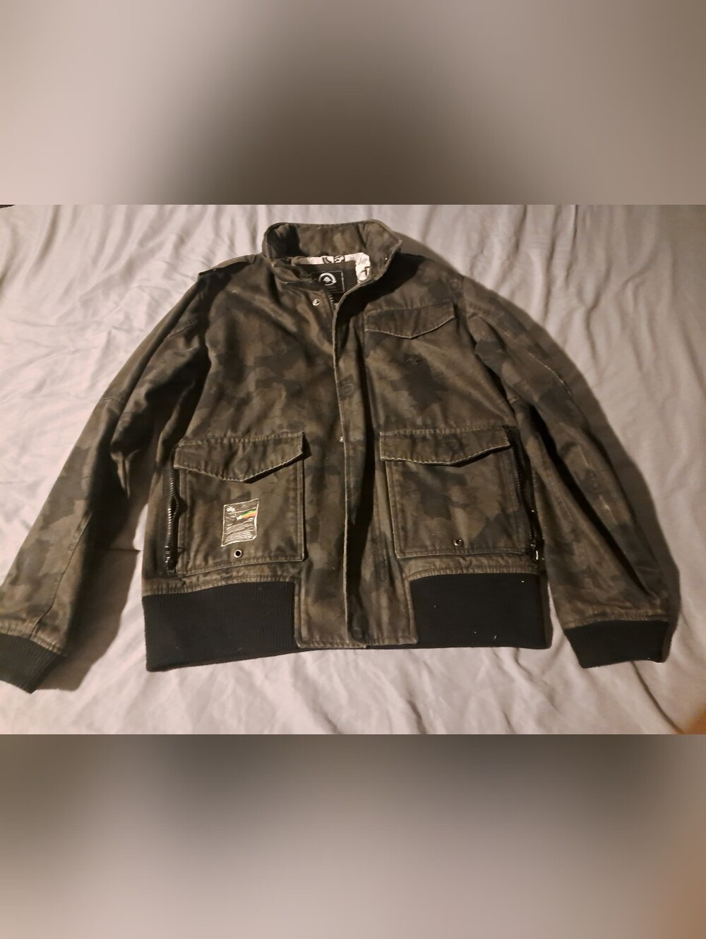 Men's Olive Camo Bomber Jacket
